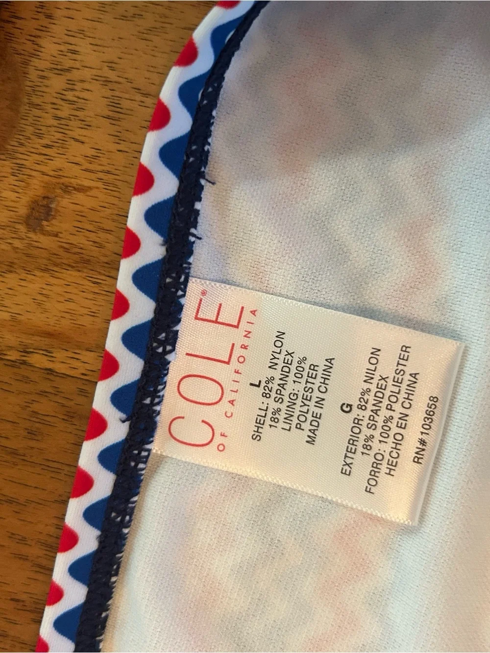 Cole High-Waist Bikini Set in Red/White/Blue Zigzag
